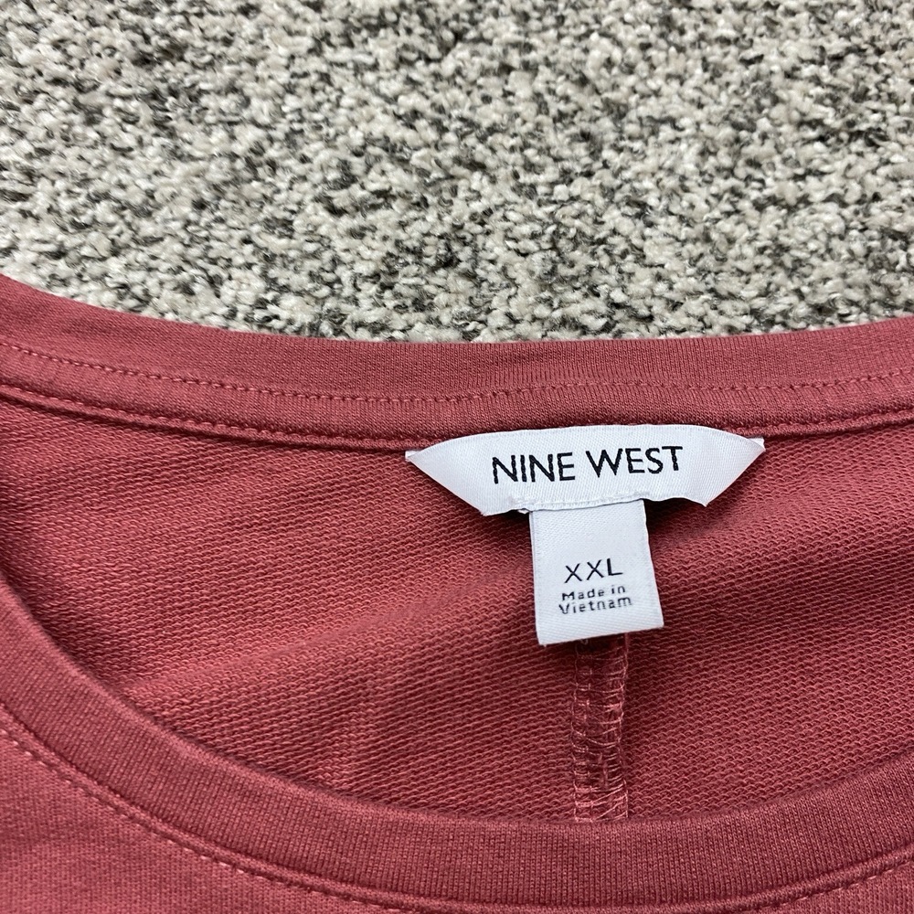 Nine West Dress Women 2xl‎ Tunic Shirt Tie Minimalist Ruffle Sleeveless Classic - Picture 4 of 8